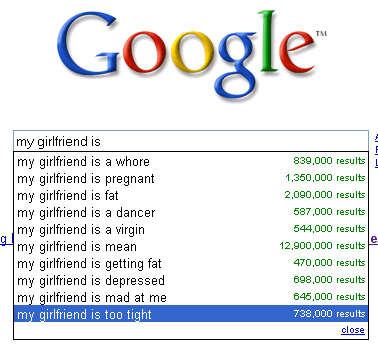 Google suggest girlfriend fail